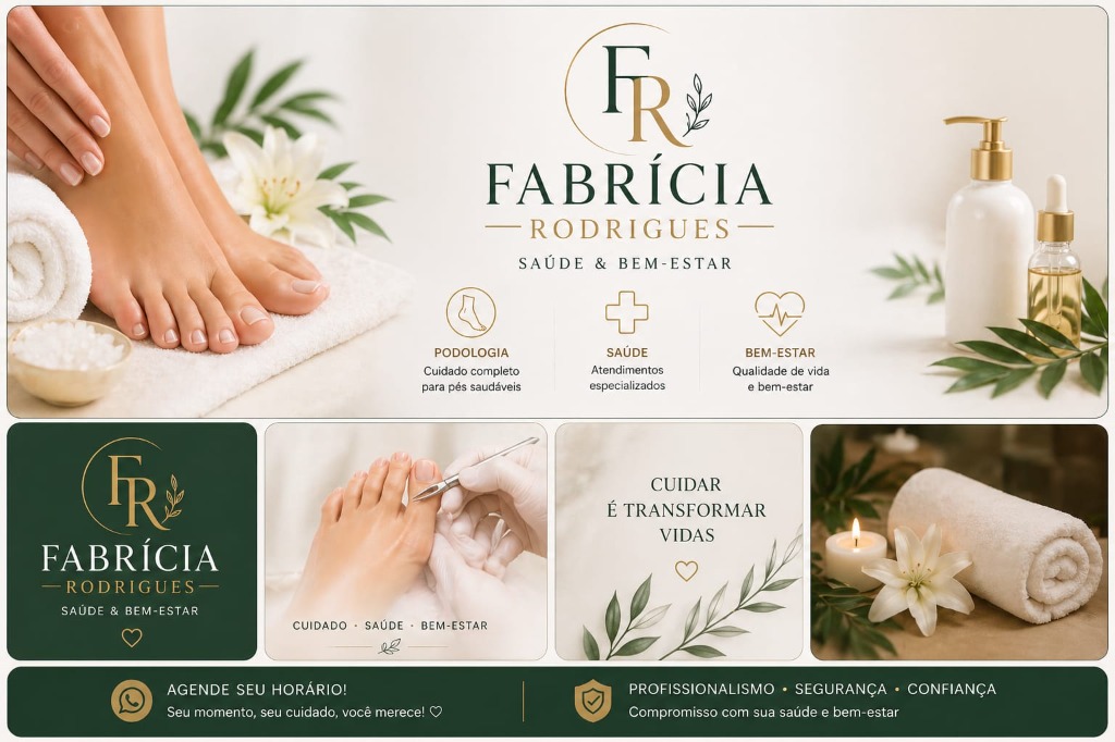 Fabrícia, podóloga profissional em seu consultório